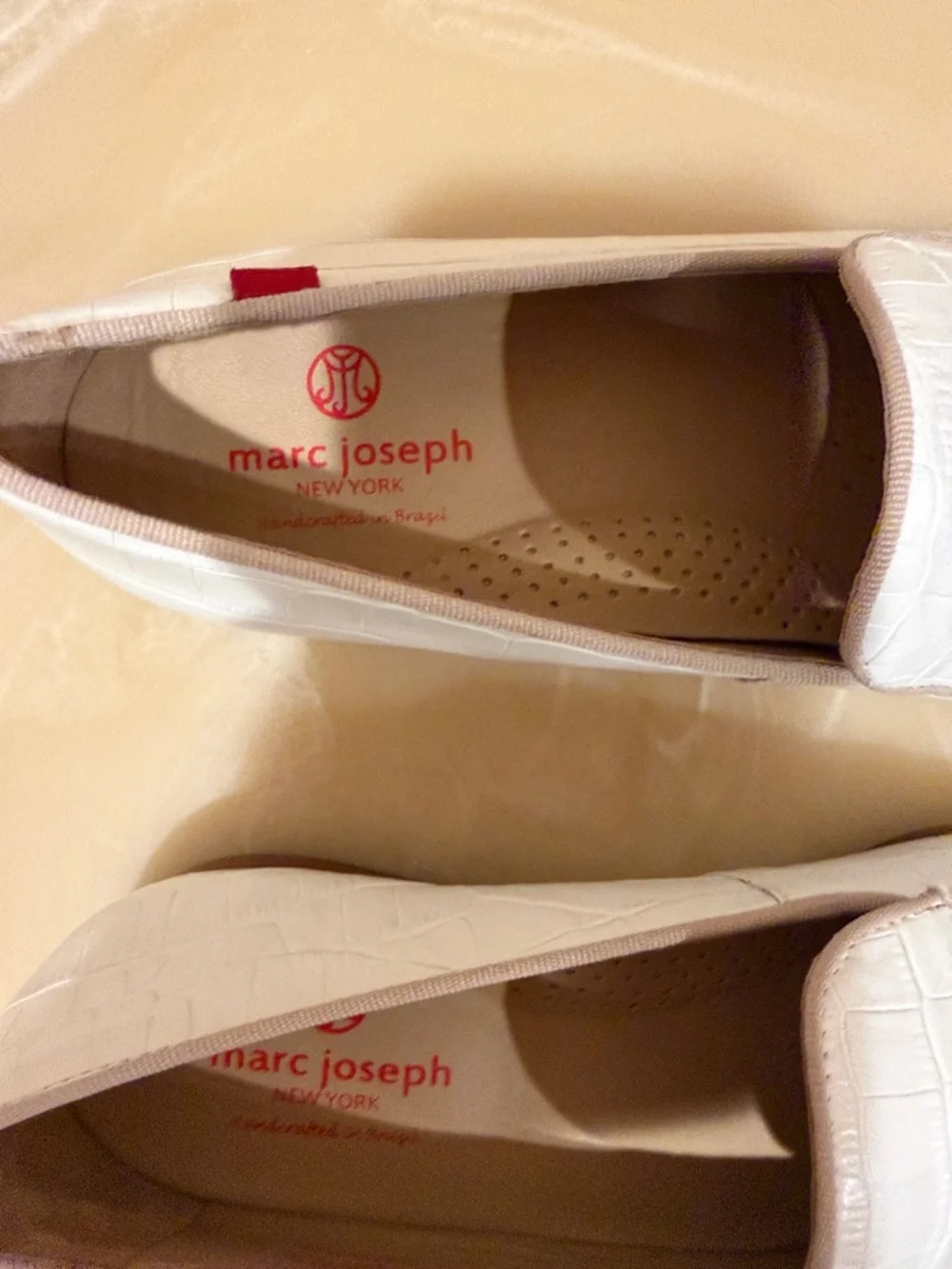 MARC JOSEPH NEW YORK Women 8 White Croc Leather Loafers Flats Handcrafted Brazil - Picture 5 of 9